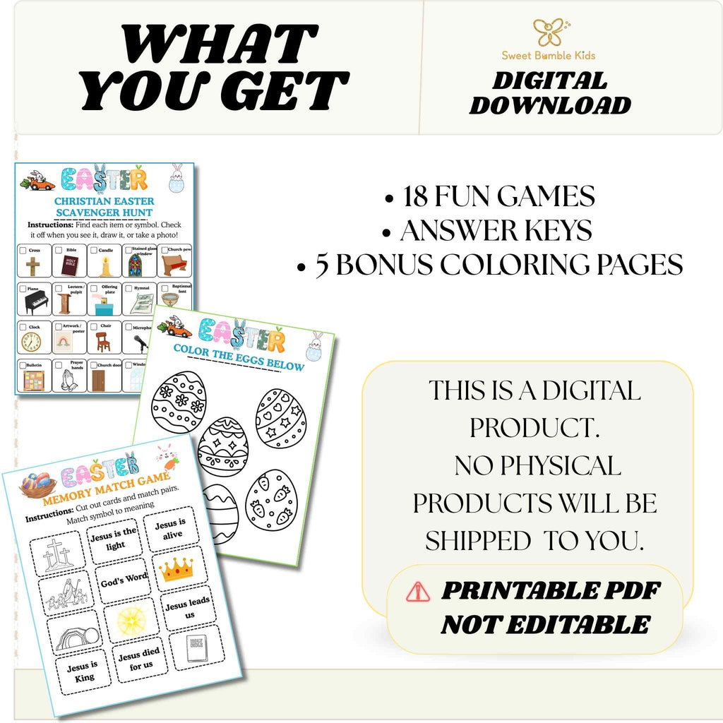 Christian Easter Games Bundle for Kids | Printable Bible Easter Activities | Church Easter Party Games