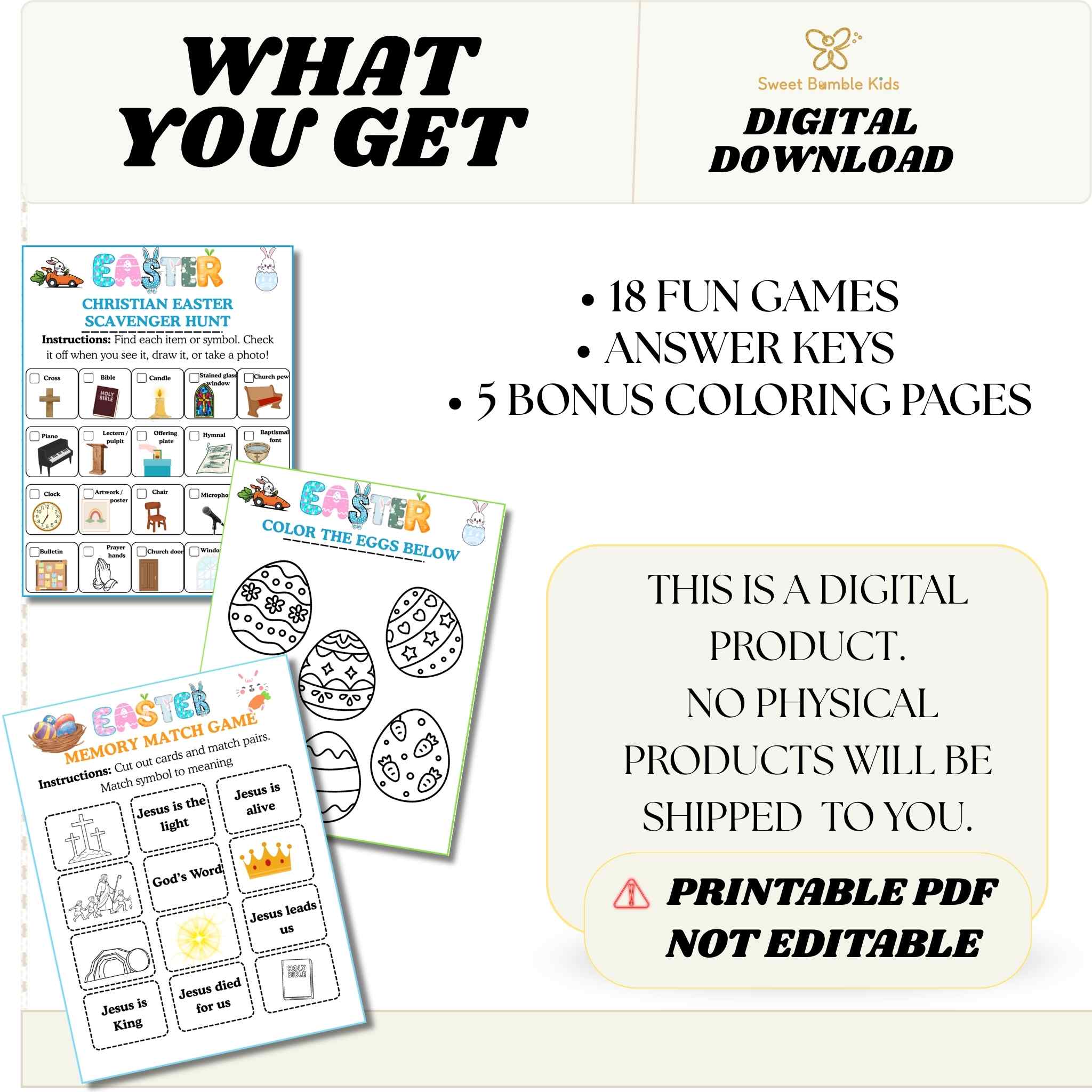 Christian Easter Games Bundle for Kids | Printable Bible Easter Activities | Church Easter Party Games