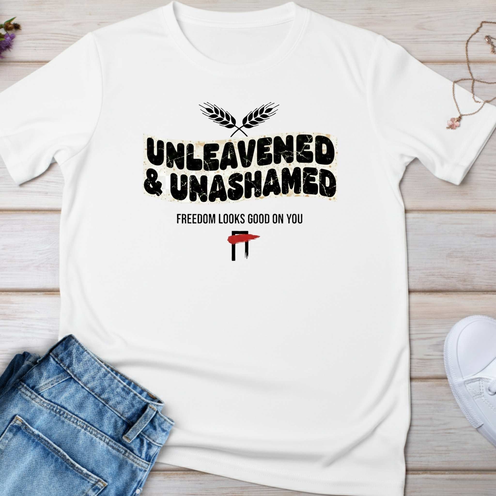 Kids T‑Shirt — "Unleavened & Unashamed" Funny Bible Easter Tee for Kids
