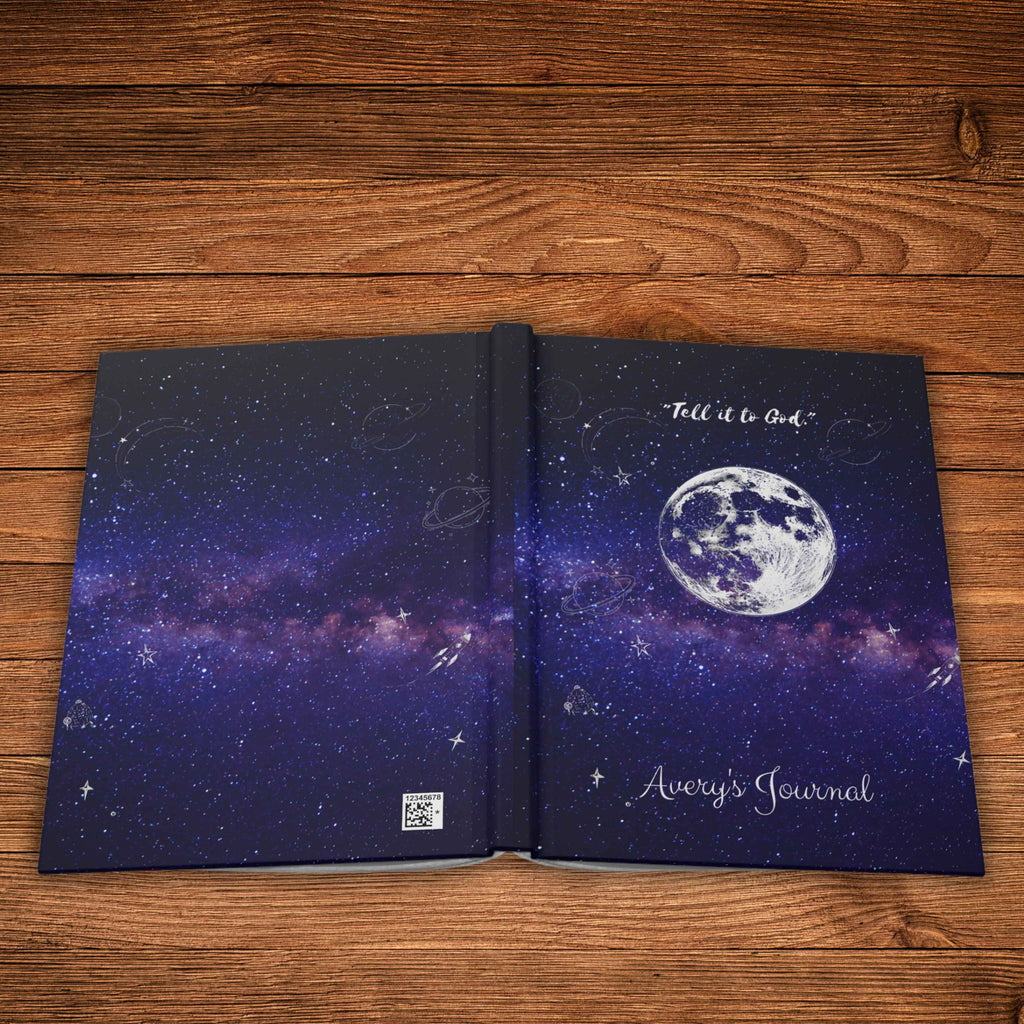 "Tell it to God" Personalized Prayer Diary- Purple Nebula Hardcover Journal