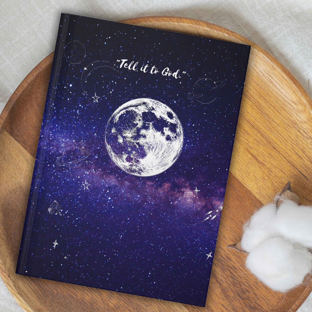 "Tell it to God" Personalized Prayer Diary- Purple Nebula Hardcover Journal