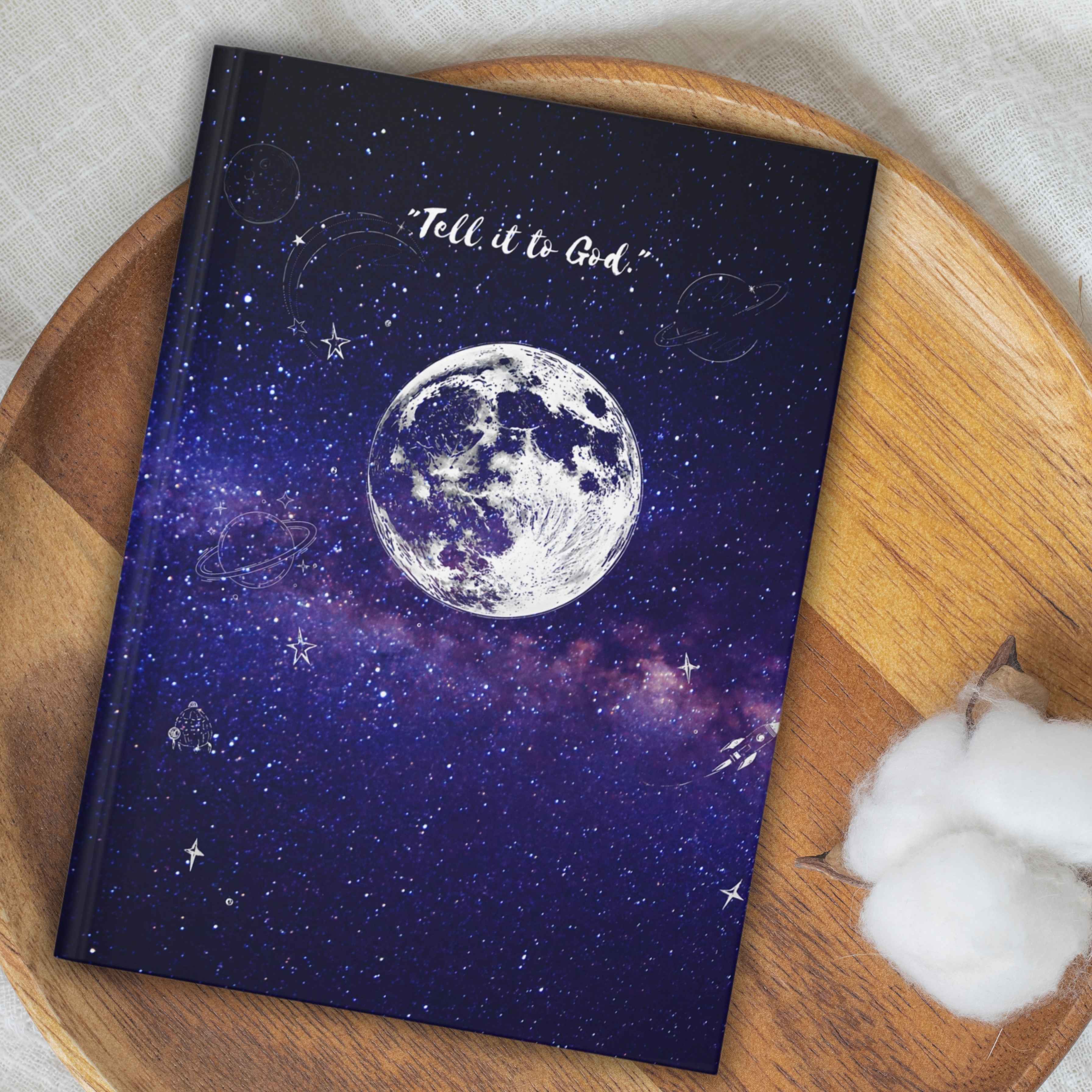 "Tell it to God" Personalized Prayer Diary- Purple Nebula Hardcover Journal