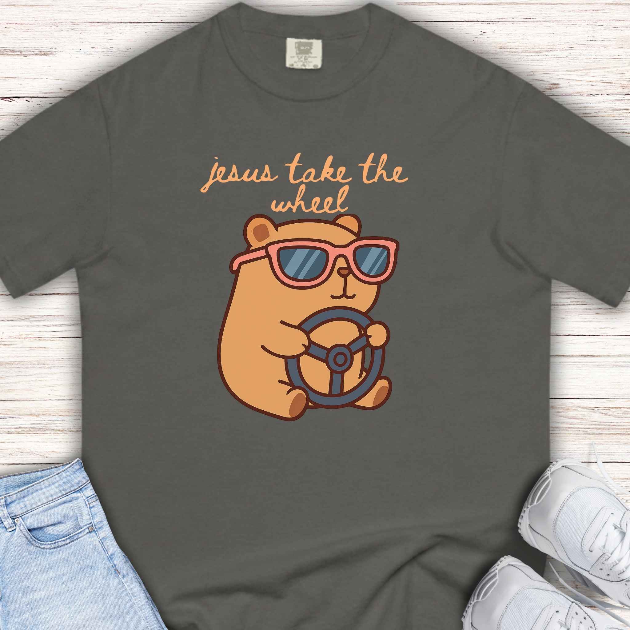 Youth Tee — 'Jesus Take the Wheel' Capybara