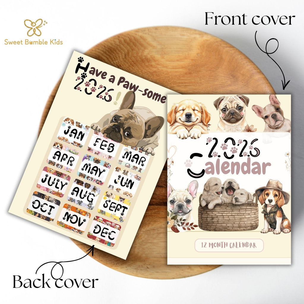 2026 Dog Watercolor Printable Calendar