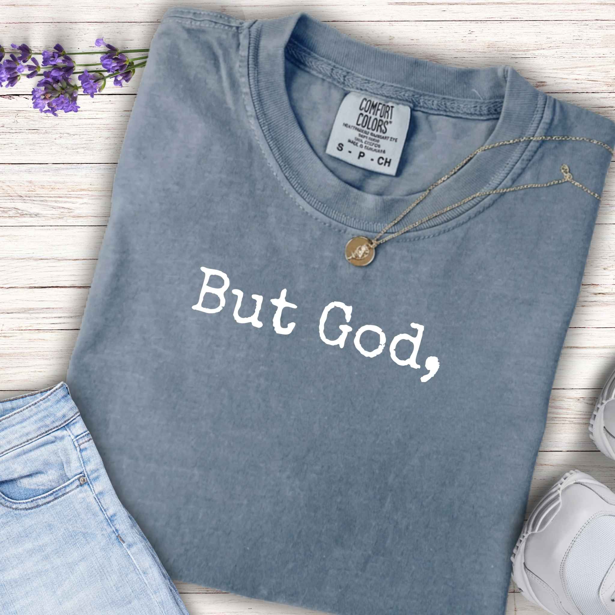 Youth Tee — 'But God,' Minimal Christian Faith Shirt