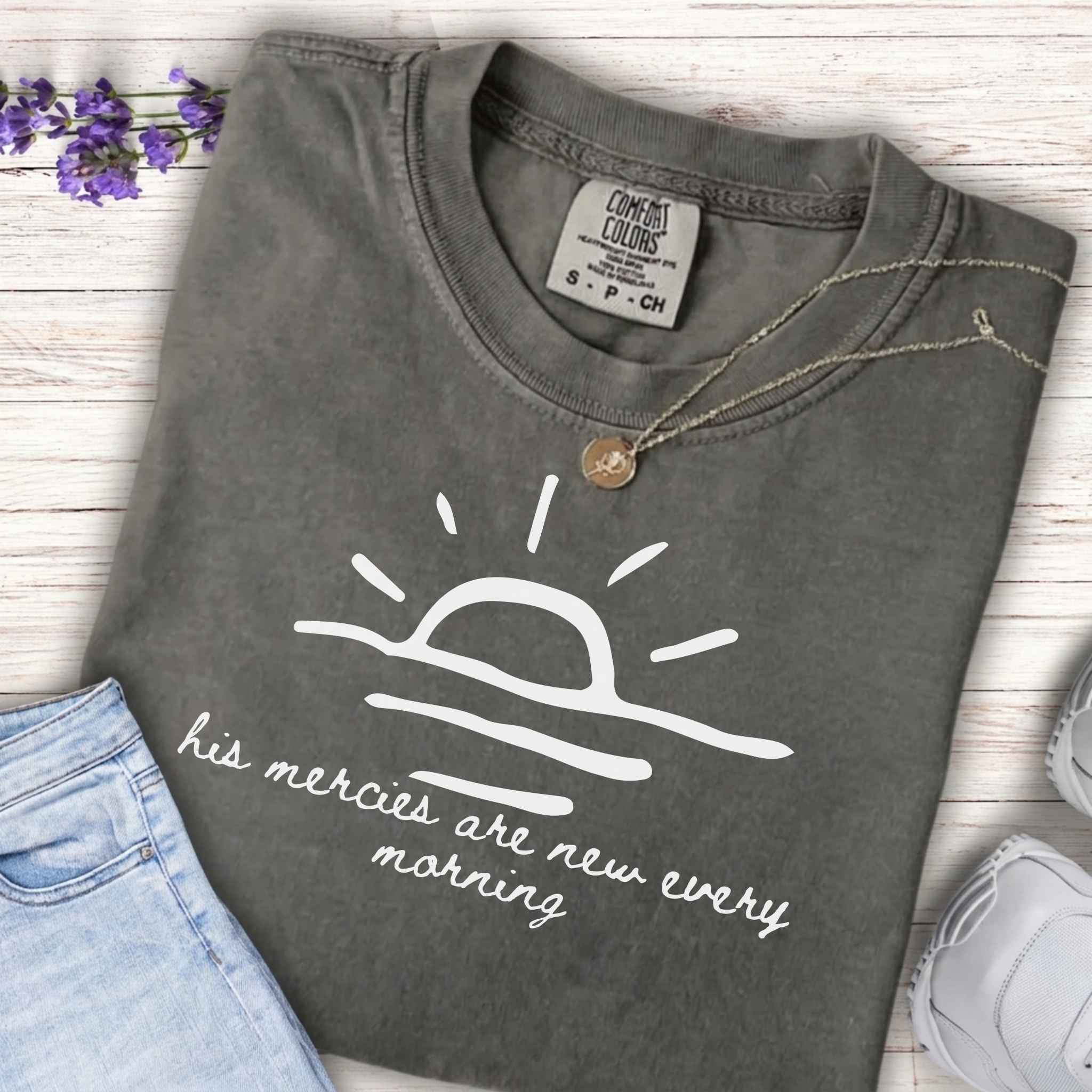 Youth Tee — "His Mercies Are New Every Morning" Sunrise Graphic Kids Shirt