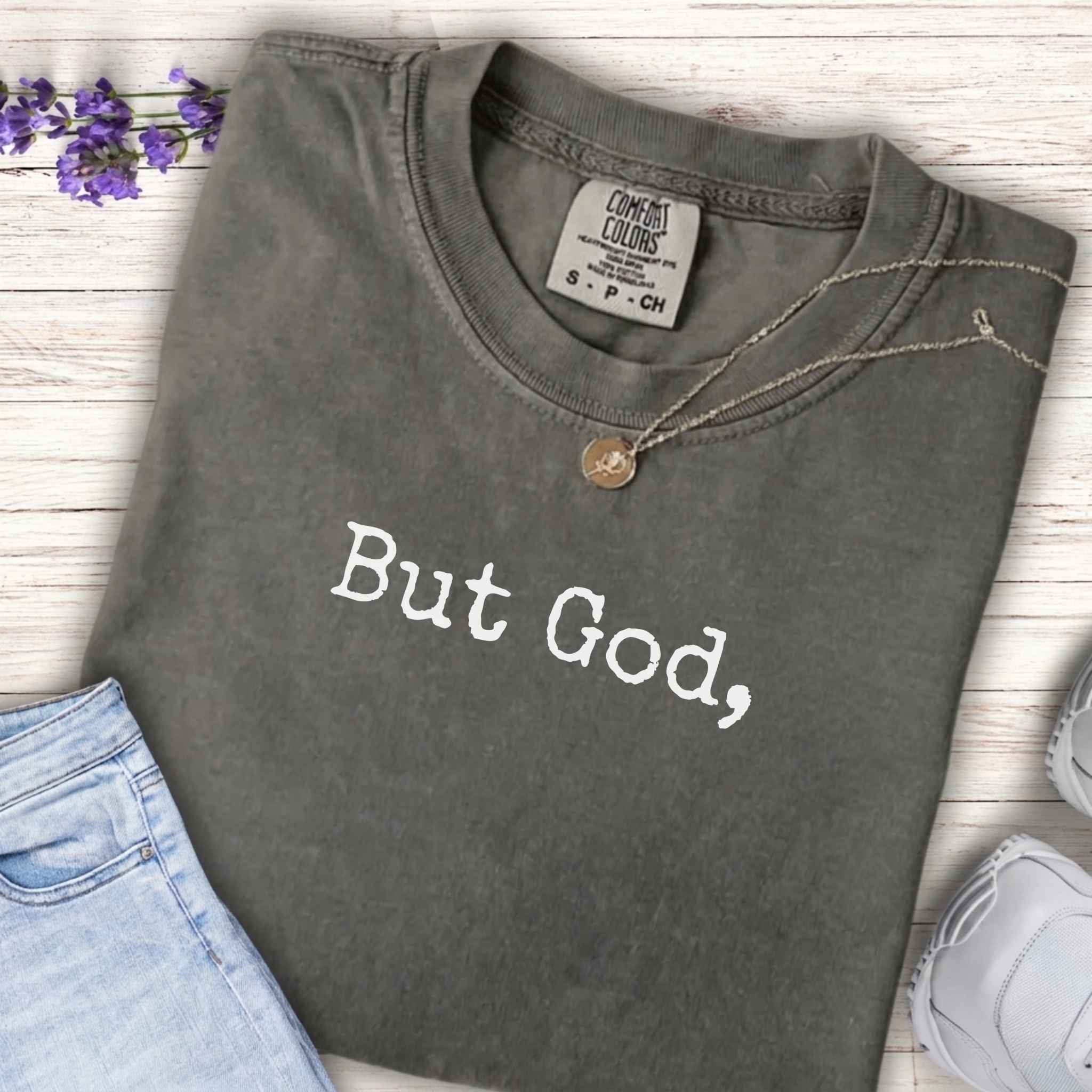 Youth Tee — 'But God,' Minimal Christian Faith Shirt
